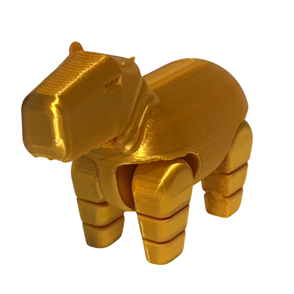 The Golden Capybara 3D Printed PLA Plastic 2" Tall Unique Animal-Themed Decoration Item
